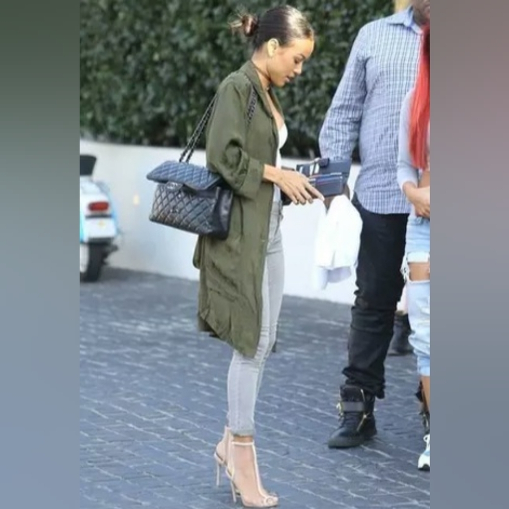 Badgley Mischka Olive Trench Coat Jacket - Picture 3 of 9